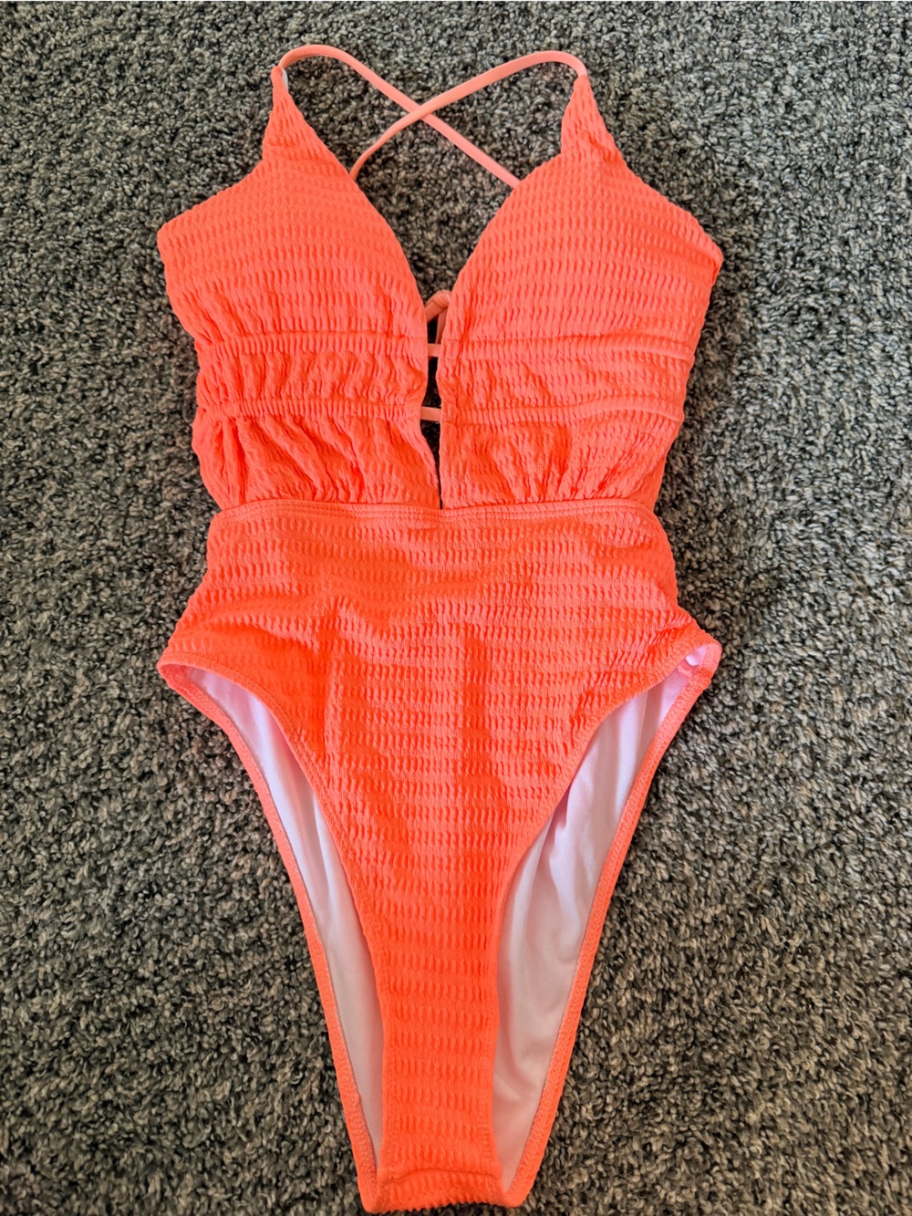 Women’s Sexy Swim One-Piece in Neon Coral